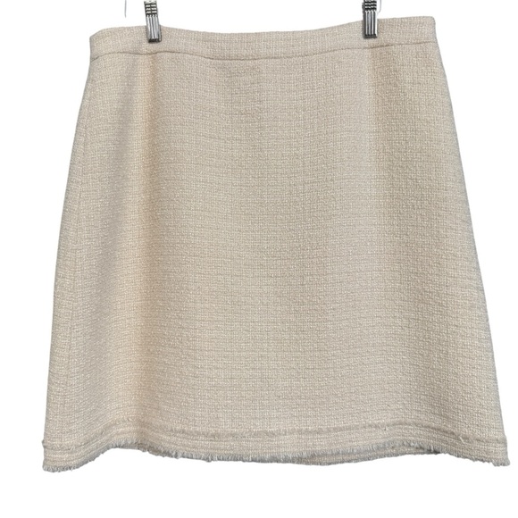 J.Crew Wool Blend Mini Skirt Size 14 Beige Tweed Lined A-Line - Picture 1 of 5